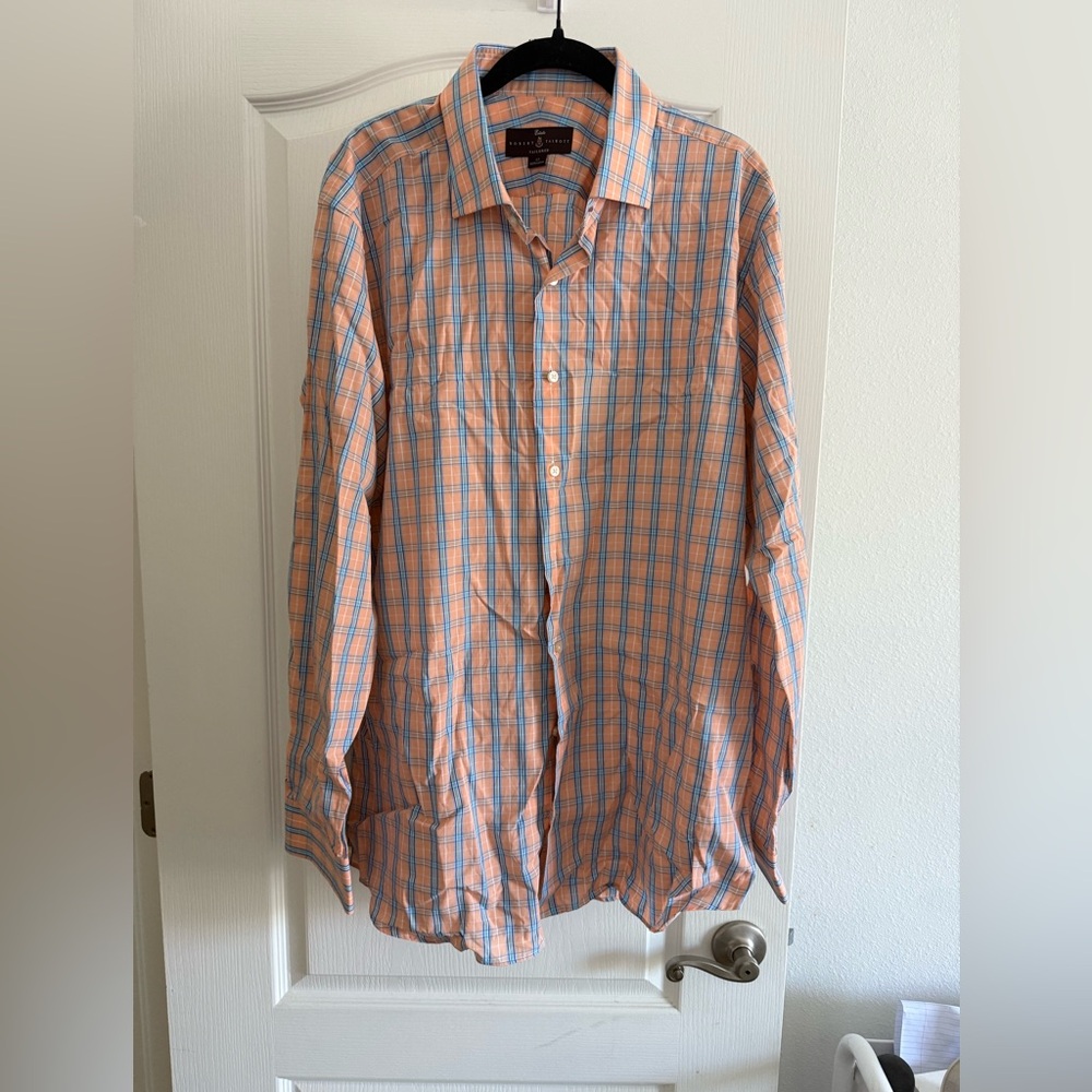 Robert Talbott Orange Plaid Button Up SZ 17